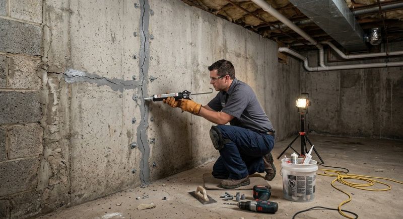Basement Crack Repair in Bergenfield, NJ