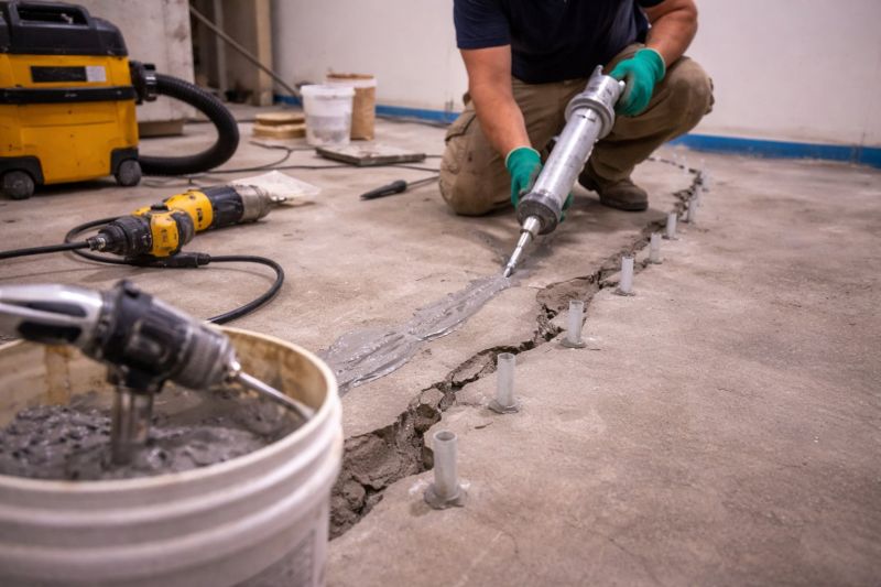 Cracked Basement Floor Repair in Bergenfield, NJ